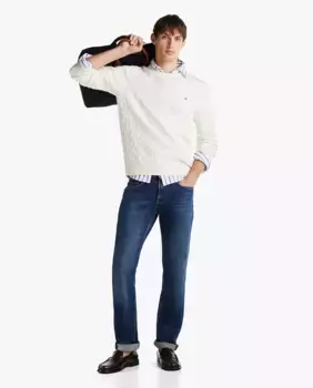 Мужские джинсы из хлопка прямого кроя Tommy Hilfiger, синий индиго