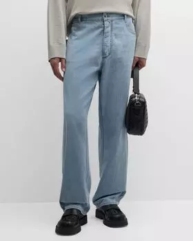 Мужские джинсы из отбеленного светлого денима Bottega Veneta, цвет Sky Blue