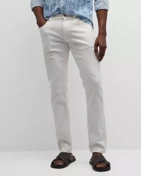 Мужские джинсы из жаккардового денима в тон Etro, цвет Wntr White