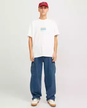 Мужские джинсы карго с боковыми карманами и застежкой на пуговицы Jack & Jones, синий