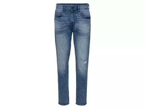 Мужские джинсы Livergy, зауженного кроя, с нормальной высотой талии, синий