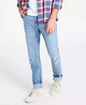 Мужские джинсы Melbourne с эффектом разрушения, Slim-Fit Sun + Stone, синий