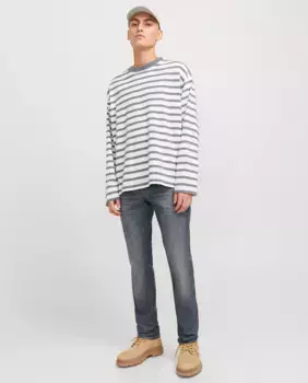 Мужские джинсы приталенного кроя и низкой посадки Jack & Jones, серый