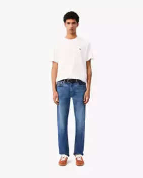 Мужские джинсы приталенного кроя из стрейч-хлопка синего цвета Lacoste, синий