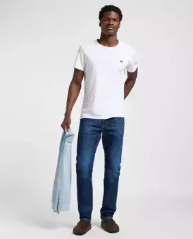 Мужские джинсы приталенного кроя Rider синего цвета Lee, тёмно-синий