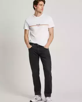 Мужские джинсы прямого кроя из эластичной ткани черного цвета Pepe Jeans, черный