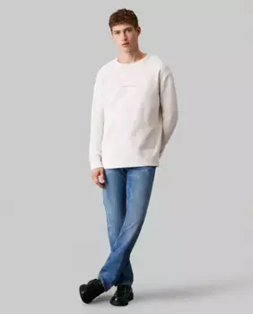 Мужские джинсы прямого кроя с эффектом потертости Calvin Klein Jeans, синий