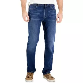 Мужские джинсы прямого покроя из денима с эффектом потертости Alfani, цвет medium wash