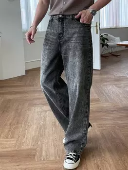 Мужские Джинсы, прямой крой, диагональный карман Dazy, темно-серый