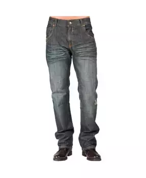 Мужские джинсы Relaxed Straight Leg в темном винтажном стиле с ручной обработкой, премиальный деним, отделка молнией и карманами Level 7, синий