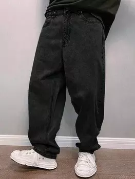 Мужские джинсы широкого кроя Hypemode, однотонные, из денима, со скошенным карманом Manfinity, светло-серый