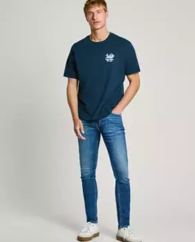 Мужские джинсы-скинни Finsbury с эффектом потертости Pepe Jeans, синий