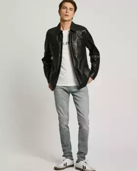 Мужские джинсы скинни Finsbury с эффектом потертости Pepe Jeans, светло-серый