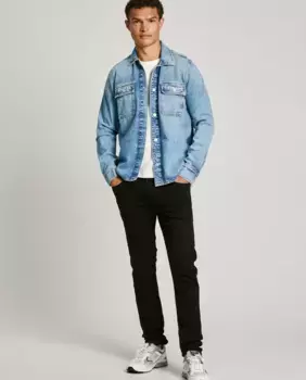 Мужские джинсы скинни из эластичной ткани черного цвета Pepe Jeans, черный