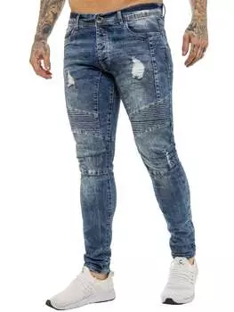 Мужские джинсы скинни из байкерского денима стрейч Enzo, синий