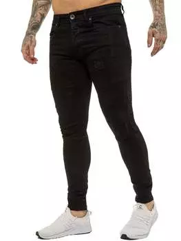 Мужские джинсы скинни из байкерского денима стрейч Enzo, черный