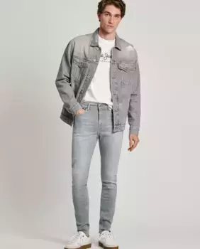 Мужские джинсы скинни с эффектом потертости Pepe Jeans, серый