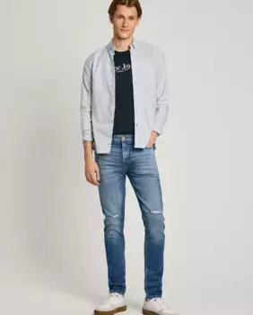 Мужские джинсы скинни с рваными деталями Pepe Jeans, синий