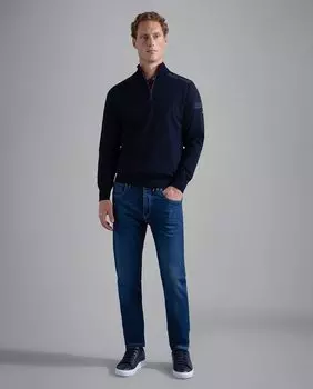 Мужские джинсы средней стирки с 5 карманами, стандартный крой Paul & Shark, темно-синий