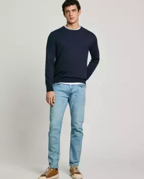 Мужские джинсы Stanley зауженного кроя с эффектом потертости Pepe Jeans, синий