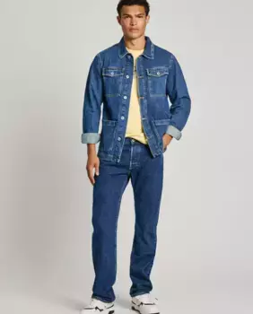 Мужские джинсы свободного кроя с синим эффектом потертости Pepe Jeans, синий