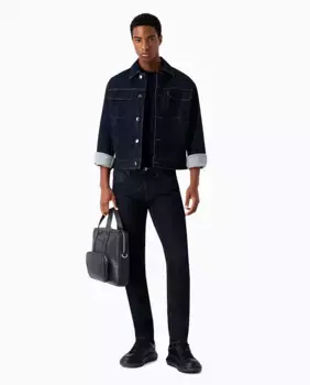 Мужские джинсы узкого кроя J75 на пуговицах Emporio Armani, цвет Azul ndigo