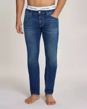 Мужские джинсы узкого кроя с эффектом потертости Calvin Klein Jeans, синий