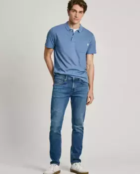 Мужские джинсы узкого кроя с рваными деталями синего цвета Pepe Jeans, синий
