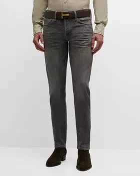 Мужские джинсы узкого кроя в стиле селвидж TOM FORD, цвет Grey High