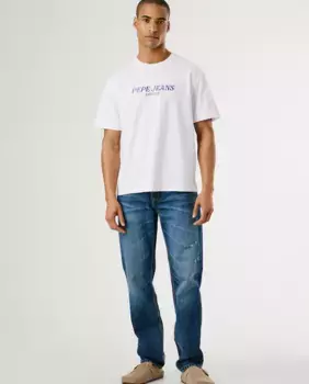 Мужские джинсы Vaquero Byron fit прямого кроя с потертостями Pepe Jeans, синий