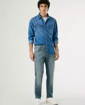 Мужские джинсы Vaquero Cash fit прямого кроя с застежкой-молнией Pepe Jeans, синий