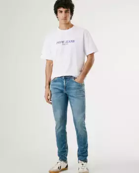 Мужские джинсы Vaquero Spike fit с сужением и эффектом поношенности Pepe Jeans, синий