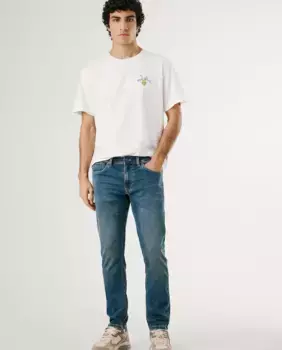 Мужские джинсы Vaquero Track Fit Slim с эффектом поношенности Pepe Jeans, синий