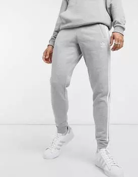 Мужские джоггеры Adidas Originals Adicolor Three Stripe Skinny, серый/белый
