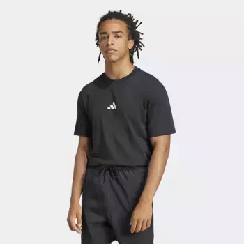 Мужские Essentials Маленький Логотип Одинарный Джерси Футболка Adidas, чёрный