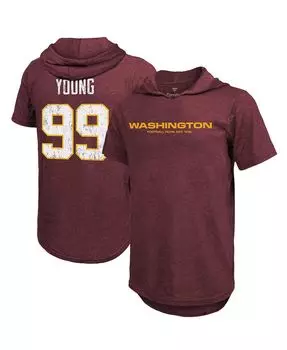 Мужские фанатики фирменные chase young burgundy washington football team имя игрока футболка с капюшоном Majestic