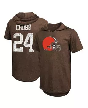 Мужские фанатики nick chubb brown cleveland browns футболка с капюшоном с именем и номером игрока tri-blend Majestic, коричневый