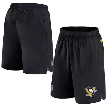 Мужские фирменные черные шорты Fanatics Pittsburgh Penguins Authentic Pro Rink