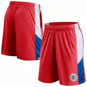 Мужские фирменные красные шорты LA Clippers Champion Rush с цветными блоками Fanatics