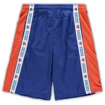 Мужские фирменные сетчатые шорты New York Knicks Royal/оранжевого цвета Big & Tall Tape Fanatics