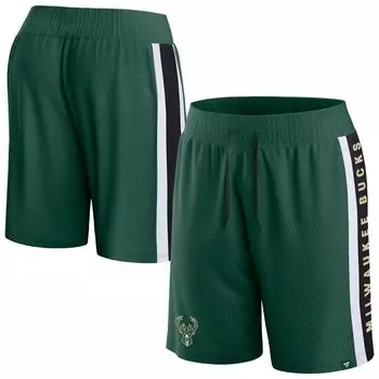 Мужские фирменные шорты Hunter Green Milwaukee Bucks Referee Iconic в сетку Fanatics