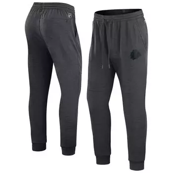 Мужские фирменные спортивные штаны для джоггеров с логотипом Heather Charcoal Chicago Blackhawks Authentic Pro Road Jogger Fanatics