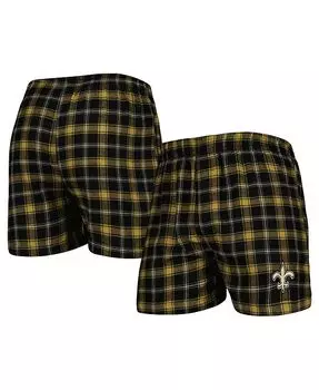 Мужские фланелевые боксеры New Orleans Saints Ledger черного и золотого цвета Concepts Sport, черный