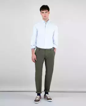 Мужские фланелевые брюки чинос обычного кроя с вытачками El Ganso, зеленый