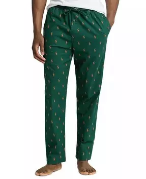 Мужские фланелевые пижамные брюки с принтом пони Polo Ralph Lauren, зеленый