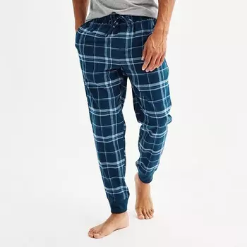 Мужские фланелевые пижамные штаны Sonoma Goods For Life с полосками внизу, цвет Blue Plaid