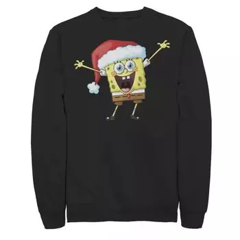 Мужские флисовые брюки SpongeBob One Happy Sponge Holiday Nickelodeon, черный