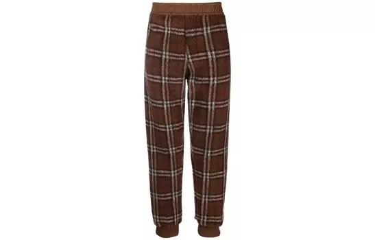 Мужские флисовые брюки в клетку, темно-коричневые, березово-коричневые Burberry, коричневый
