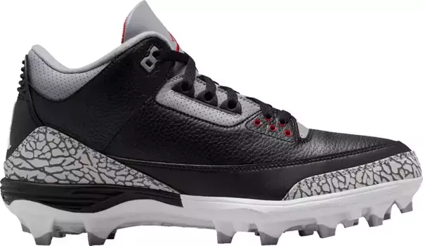 Мужские футбольные бутсы Air Jordan 3 Retro TD Mid, черный/красный/серый
