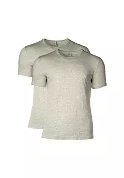 Мужские футболки (2 шт.) — круглый вырез, круглый вырез, хлопок-эластичный, однотонный MOSCHINO, серый